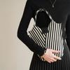 Striped Pattern Knitted Handbag Fashion Crochet Bag For Women Aesthetic Bucket Bag With Snap Button