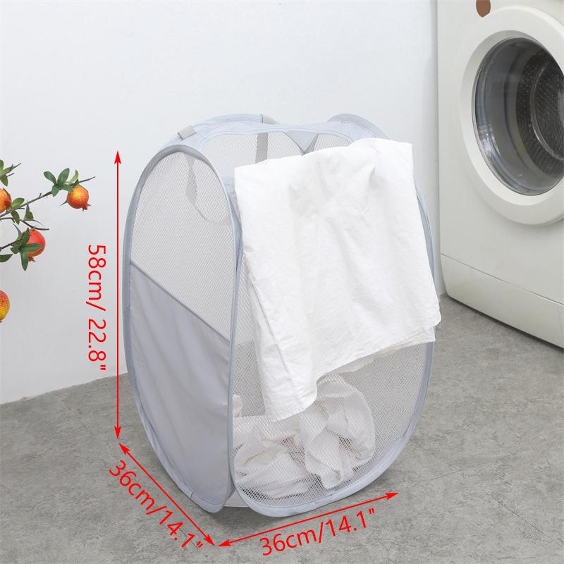 Collapsible Pop-Up Laundry Hamper Household Mesh Washable Dirty Clothes Toy Doll Storage Bathroom