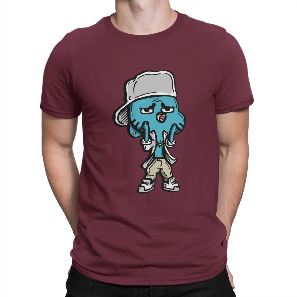 Cute T Shirt Men's  Pure Cotton Casual T-Shirts Crew Neck T-The Amazing World of Gumball Tee Shirt Short Sleeve Clothes Gift