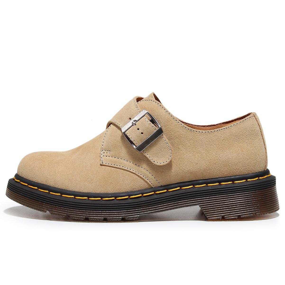 

Anti-velvet low-top small leather shoes women s leather buckle short boots round head male and female couples off order
