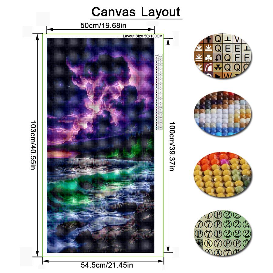 Diy Diamond Embroidery Dark Clouds Lightning Waves Scenery Large Size Diamond Painting Full Drill Landscape Mosaic Picture Jewelry Cross Stitch Kits