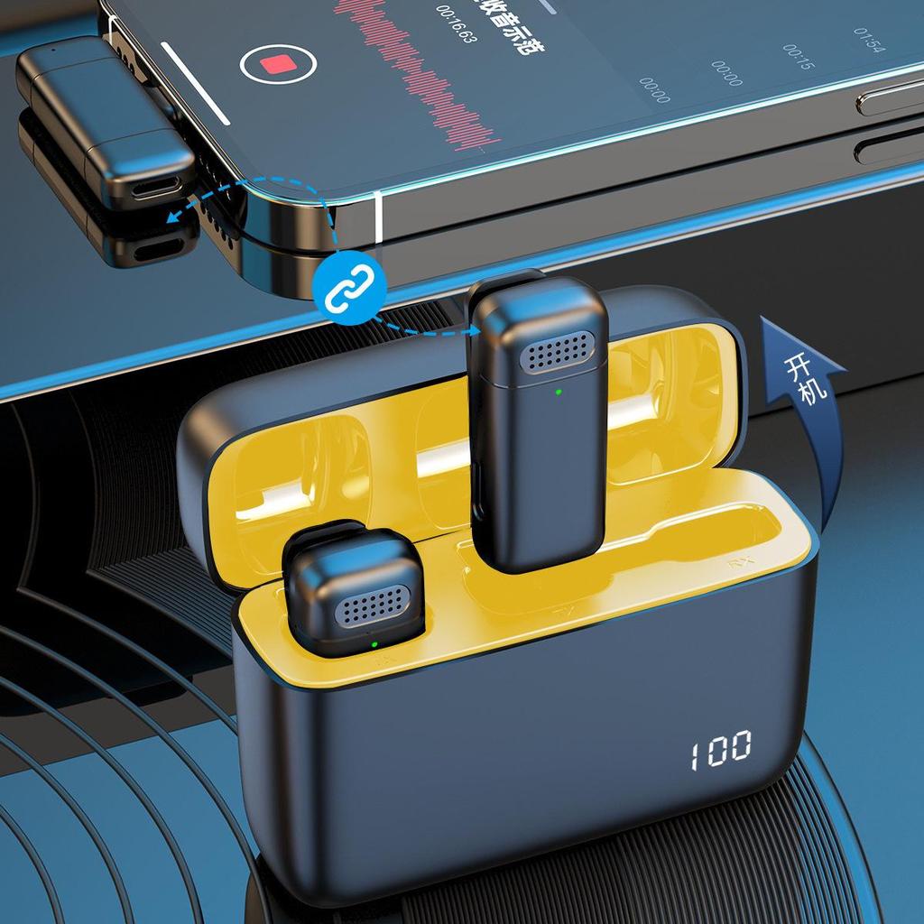 Dual Wireless Clip-On Microphone for Mobile Live Broadcasts