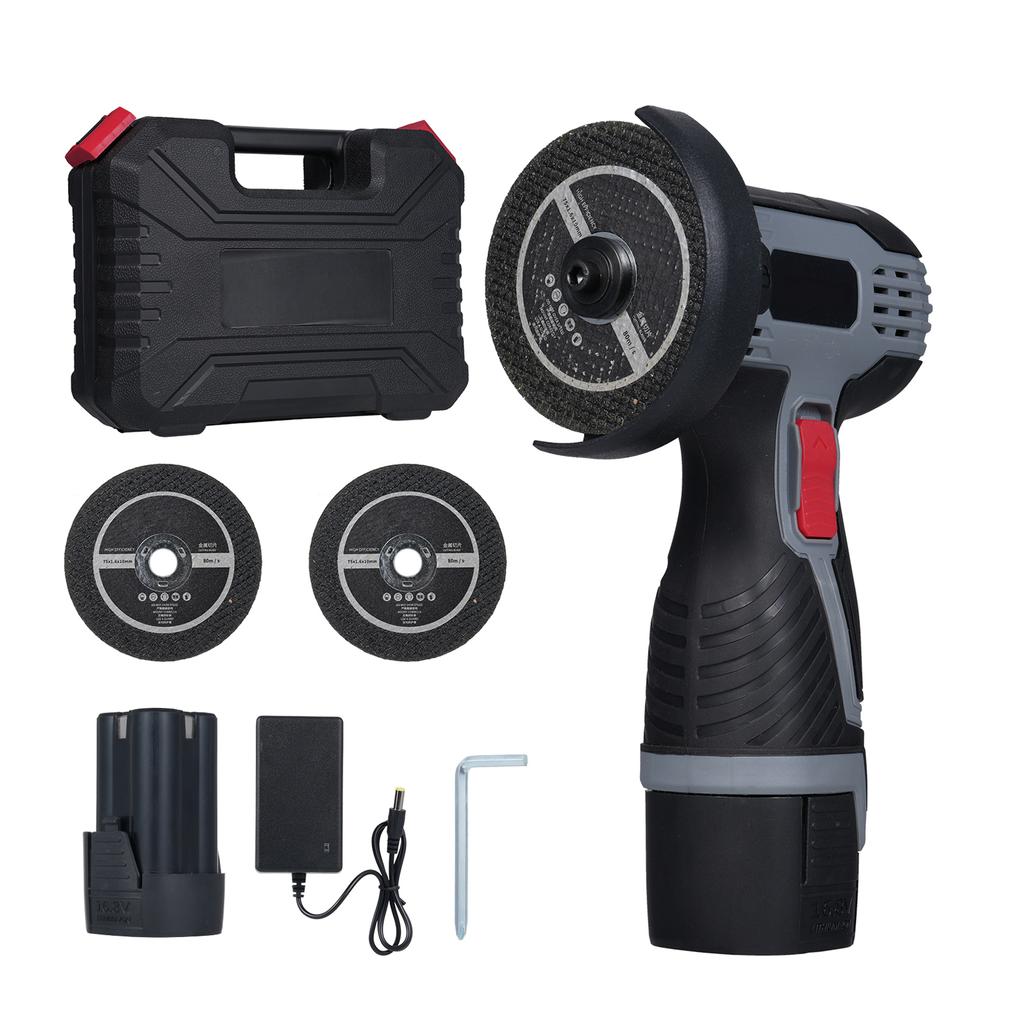 Brushless Angle Grinder 28000RPM Cordless Angle Grinder Electric Grinding Tool Mini Angle Grinder with 16.8V 2*1500mAh Battery
