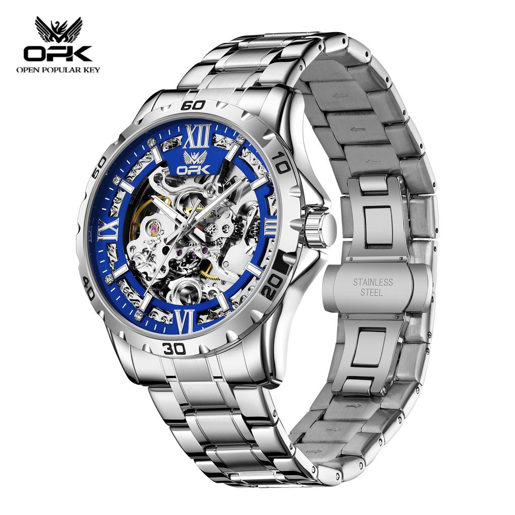 OPK 6100 Original Men's Mechanical Watch Hollowed Steel Strap Waterproof Luminous Business Automatic Man Wristwatch