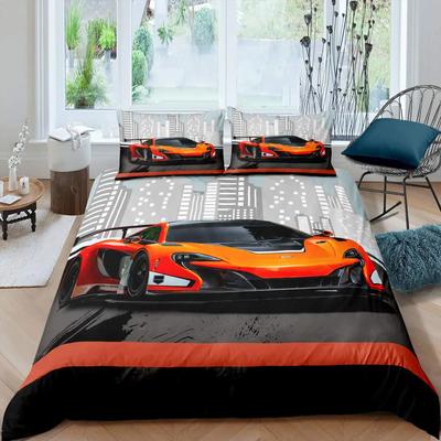Rennwagen Bettwäscheset Cool Speed Racing Bettbezugset Schwarz Sportwagen Steppdeckenbezug Für Männer Polyester Bettdeckenbezugset Cool