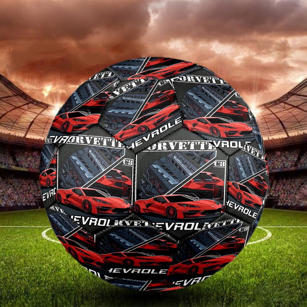 Chevrolet Corvette Print Size 5 Soccer Ball, Standard Match Football for Sports Game and Team Practice, Ideal Gift for Soccer Fans