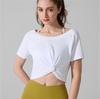 Spring and Summer Pilates Yoga Clothes Women's Nudity Exposed Navel Sports Fitness Clothes Outdoor Running Training Short-sleeved T-shirt