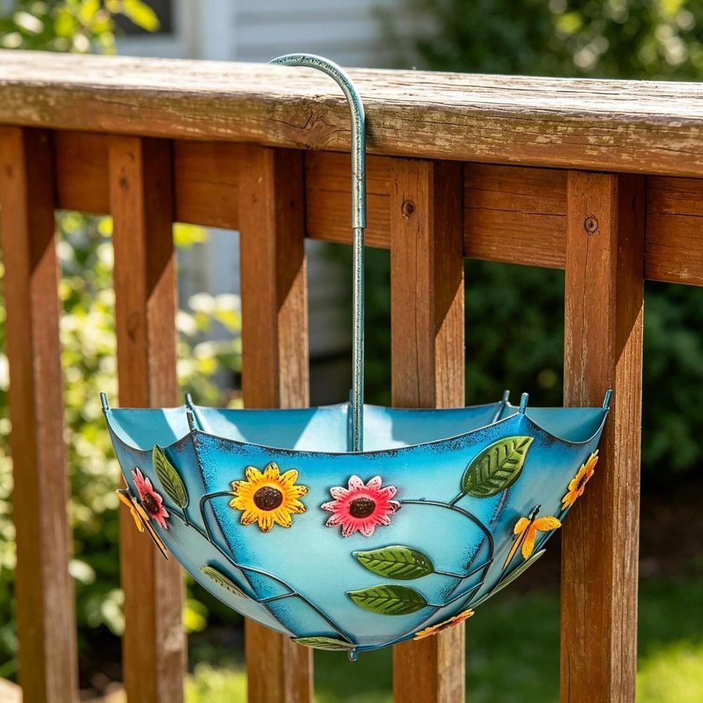 Metal Umbrella Hanging Planter Umbrella Shape Balcony Planter Hanging Flower Pot  Outdoor Planter