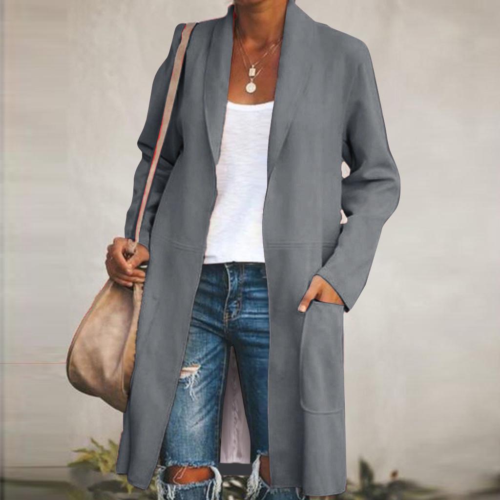 Maoyou Women Long Sleeve Casual Caple Overcoat Outerwear Mid-Length Cardigan Suit Solid Coat Tops