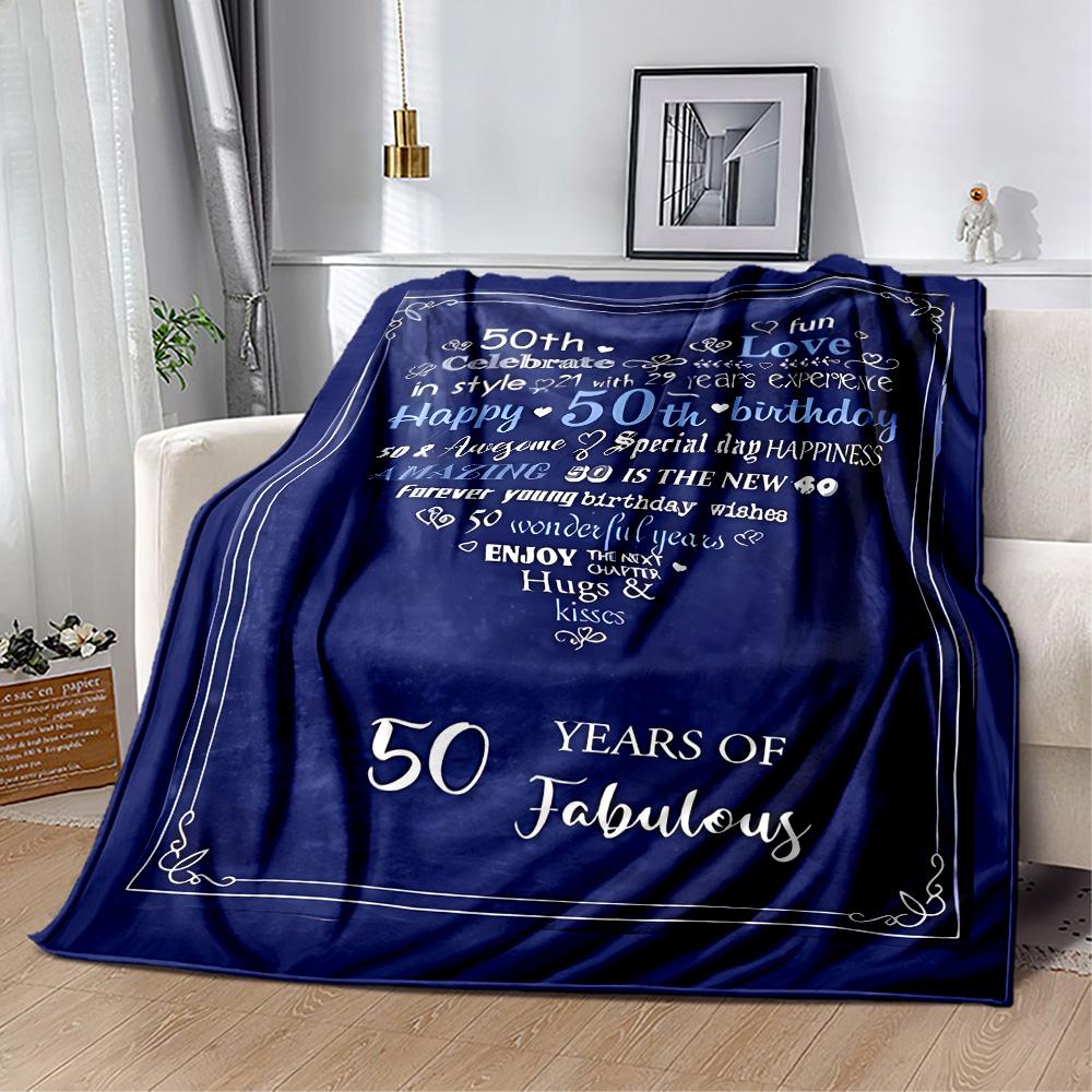 1pc 50th Birthday Celebration Blanket Soft and Warm for Sofa Office Camping Travel Livingroom Great Gift for Friends and Family Comfortable