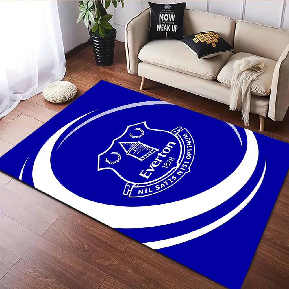 Everton Club Logo on Blue Background Patterned carpet, suitable as a non slip play mat for the living room and bedroom sofa
