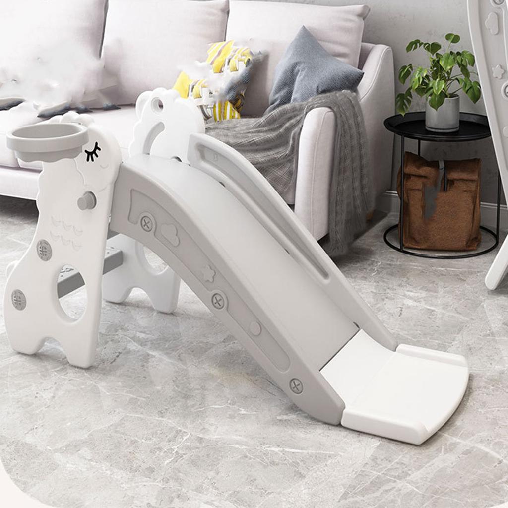 Indoor Toddler Slide with Basket Stable Foldable Multifunction Indoor Kids Slide Playground With Small Basketball for Home