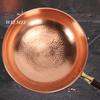 Hand-Forged Copper Wok for Stir-Frying,Mashed Potatoes Stew Pot,Solid Wood Handle Soup Noodle Pot,Home Cooking Outdoor Cookware
