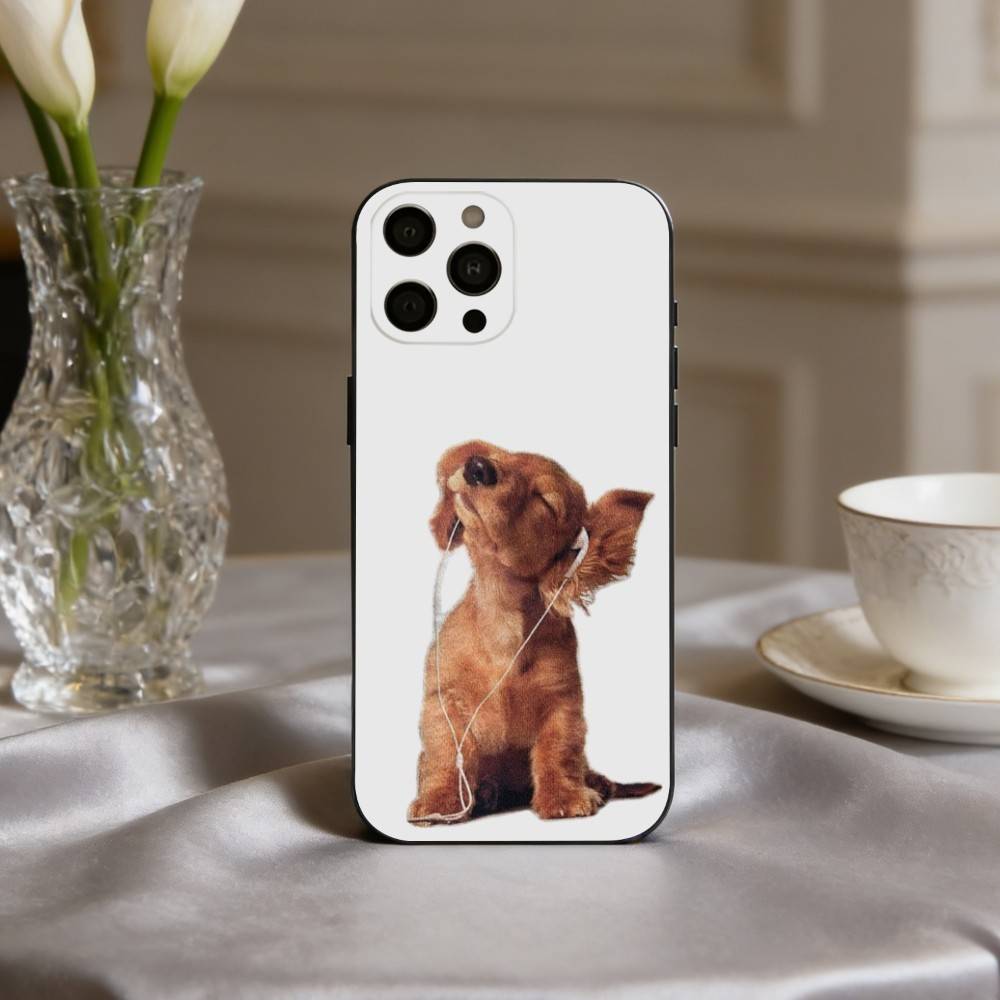 F-Funny Fashion D-Dog Art Phone Case For iPhone 17pro,16,15,14,13,12,11 Plus,Pro Max,XS,Soft Silicone Black Cover