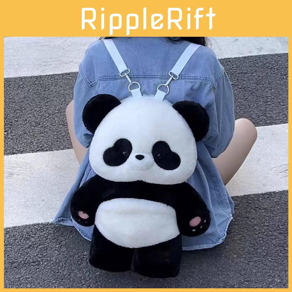 Cute Panda Plush Bag For Girls With Nylon Interior And Zipper Closure For Daily Use
