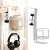 Desk Cup Holder Headphone Hanger Metal 2 in 1 Table Cup Holder Under Desk Headphone Bag Hook for  