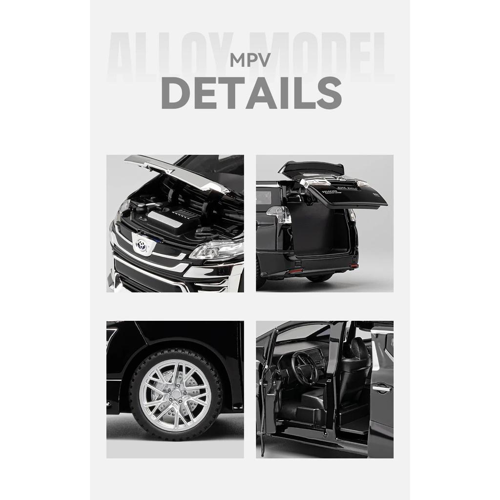 1/32 Toyota Vellfire MPV Alloy Car Model Sound and Light Pull Back Children's Toy Collectibles Birthday Gift