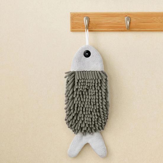 Fiskformad Handduk Superabsorberande Mikrofiberhandduk Luddfritt Söt Handduk med Hängögla för Badrum och Kök