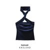 2024 Autumn Women's European & American Style Velvet Sleeveless Halter Top 9511072