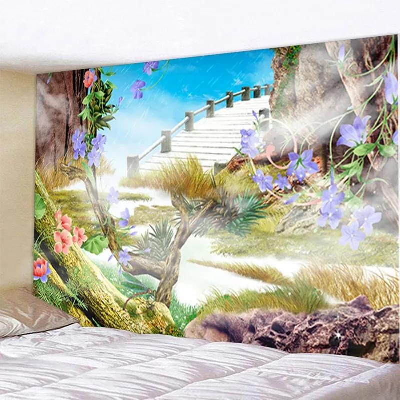 Home Wall Decoration Tapestry Fantasy Stone Arch Bridge Landscape Background Office Living Room Tapestry