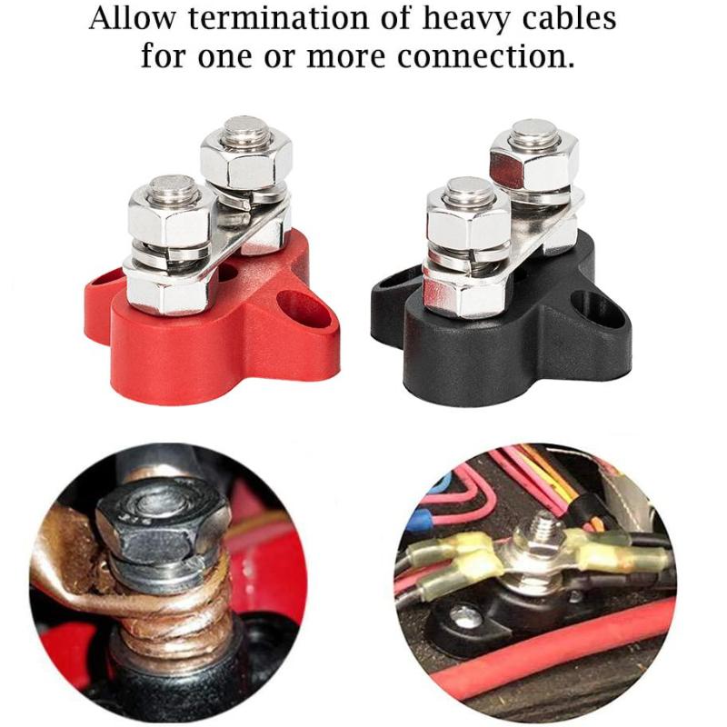 Daul Terminal Block Stud Double M8 DC 48V Bus Bar Power Positive Negative Fixed Wiring Bolts for Truck RV Boat