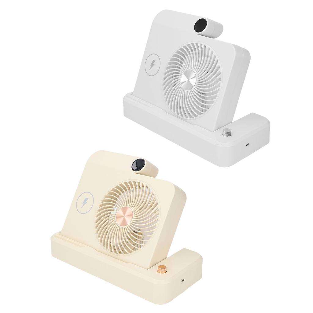 Desk Fan with Wireless Charging Station 100 Gears Adjustable Folding Quiet Small Portable Fan for Mo
