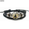 Anubis Scarab Layered Black Leather Bracelet