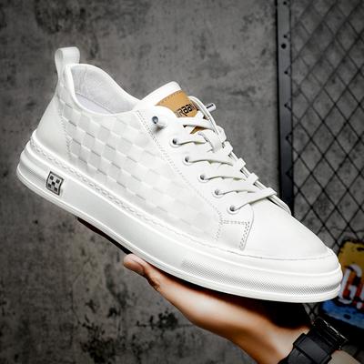 Pánské boty z pravé kůže, skate boty, trendové boty z evropské stanice, jarní a podzimní novinka, ležérní pánské bílé boty z vrchní vrstvy hovězí kůže
