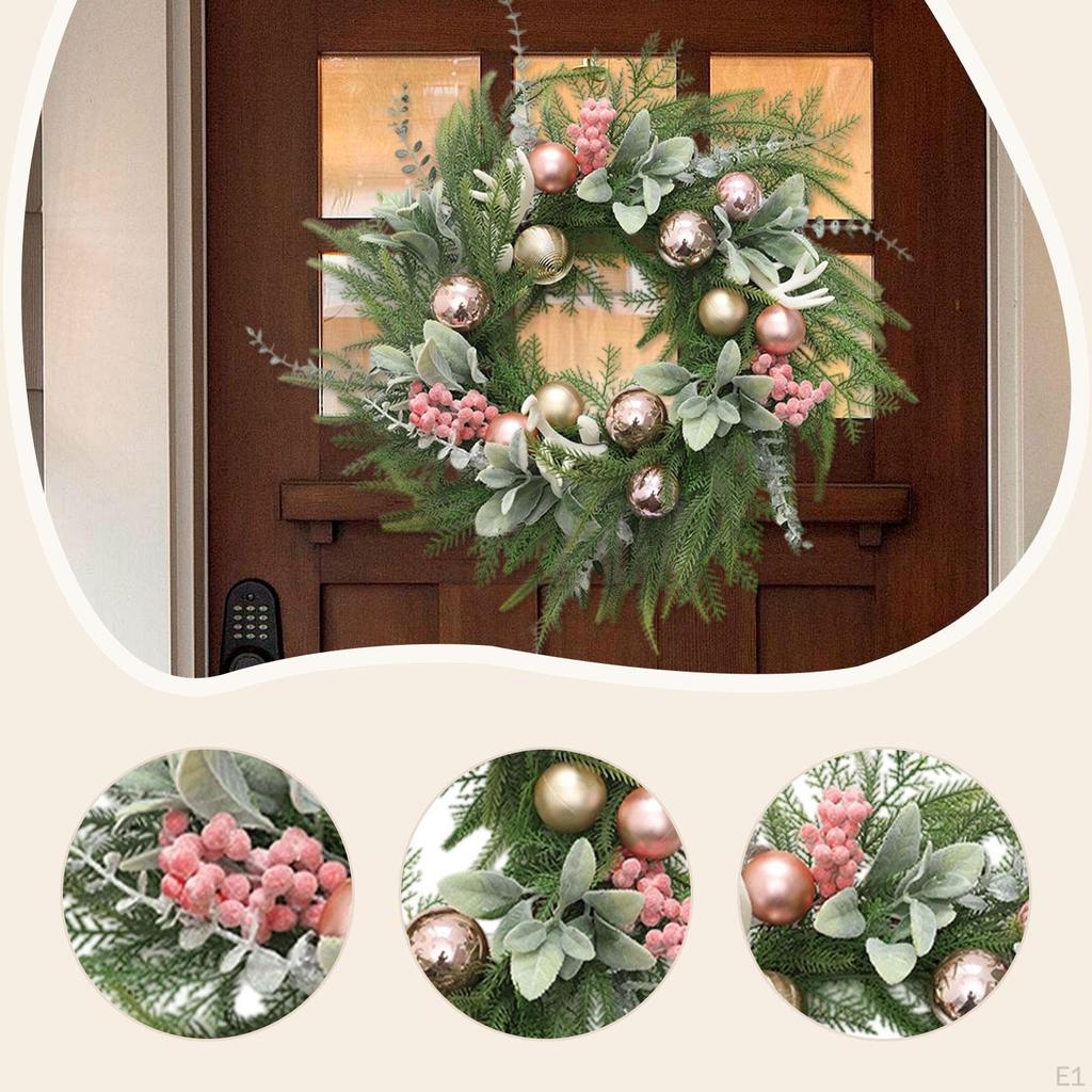 Christmas Wreath Front Door with Balls Wall Hanging Ornament Decoration