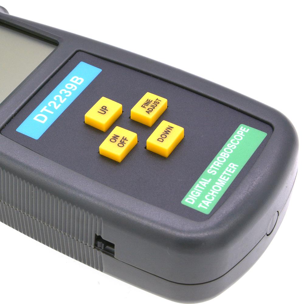 DT2239B Digital LCD Non-Contact Flash Stroboscope Tachometer Photoelectric Revolution Meter Speedometer Tester 60~19999RPM