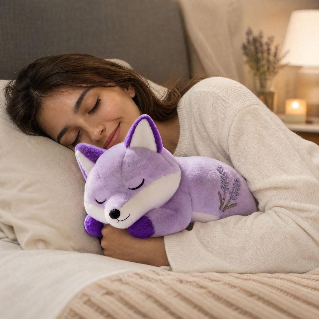 Purple Plush Stuffed Animal - Soft Cute Fuzzy Plushie for Kids, Girls, Boys, Collectible Bedroom Shelf Decor and Gift