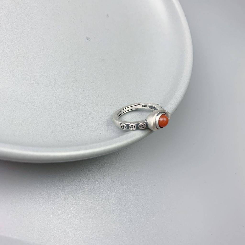 Ring Female Retro Nanhong Egg Surface Open Index Finger Personality Niche Exquisite