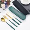 4pc Stainless steel tableware knife and fork spoon chopsticks tableware suit students go to school the portable suit