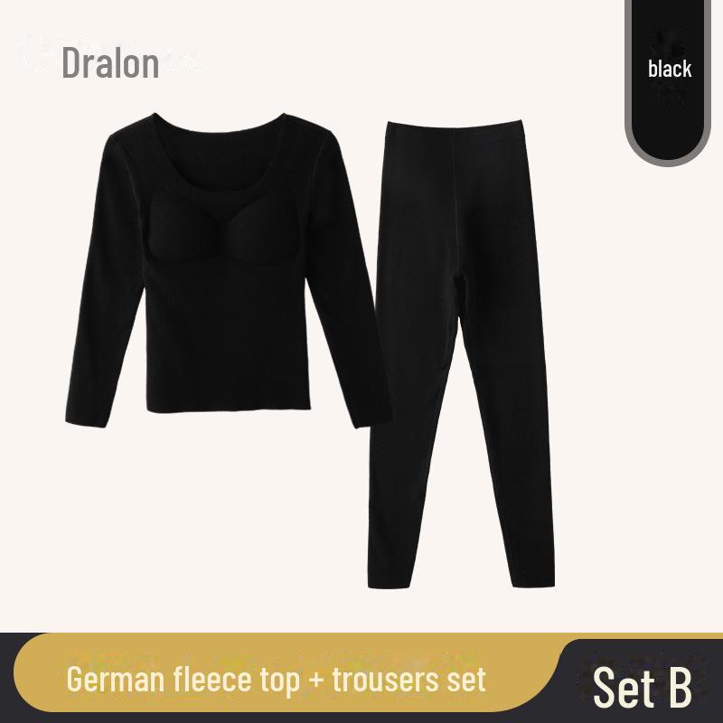 2023 Women's Seamless Autumn Thermal Set: German Velvet Warm Top & Pants