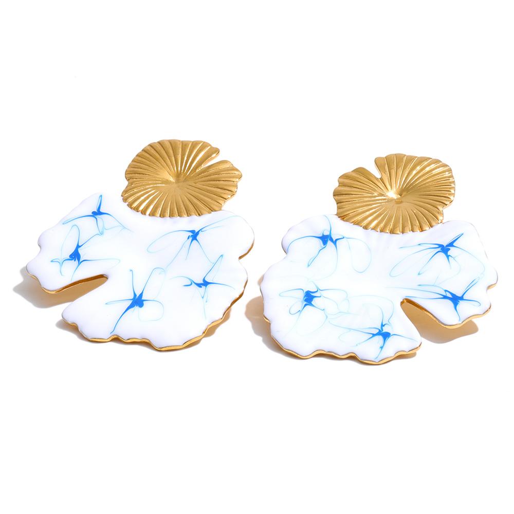 

Yhpup Statement Style Stainless Steel White Enamel Flower Stud Earrings 18K Golden PVD Plated Aesthetic Trendy Jewelry 2026
