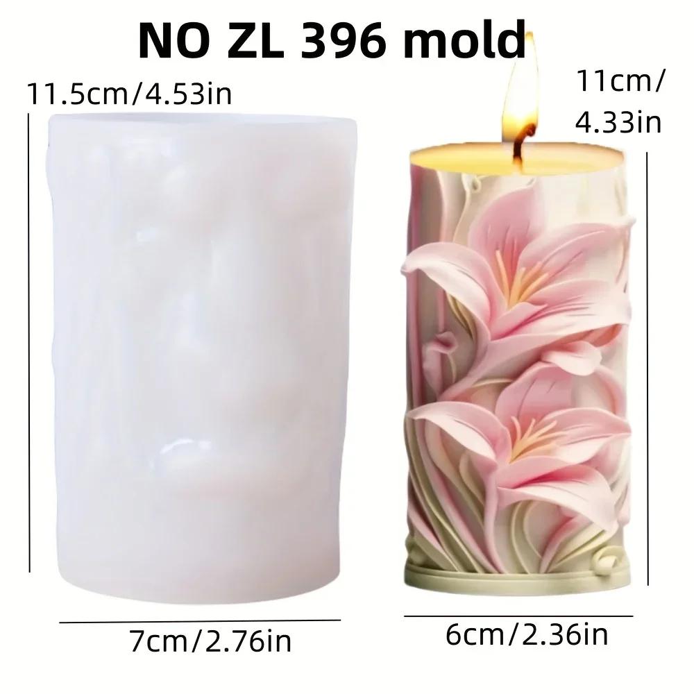 3D Coconut Tree Relief Cylindrical Candle Silicone Mold Beach Tree Resin Molud Palm Tree Flower Relief Handicraft Gypsum Molds