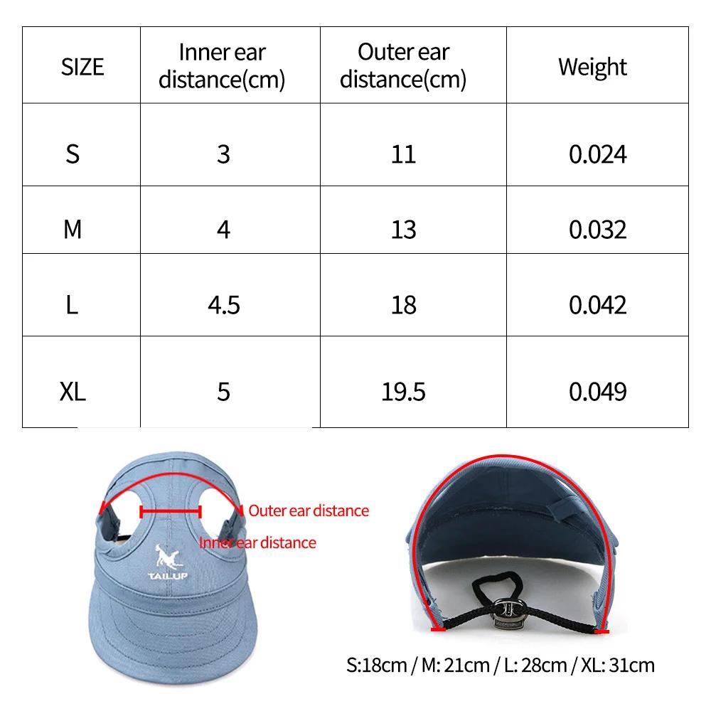 Kjæledyr Baseball Caps Søt Hund Solhatter Valp Slitasjebestandig Peaked Cap Sommer Utendørs Solbestandig Universal Solid Oxford Caps