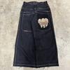 Mens Y2K Streetwear Denim Pants Loose Fit High Waist Retro Graphic Straight Leg Jeans