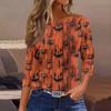 3/4 Length Sleeve Womens Tops Floral Print Vintage Fashion Casual Loose With Round Neck Plus Size Shirts