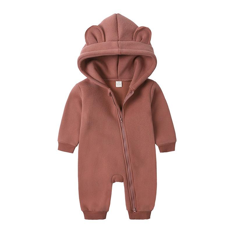 Baby Boys Girls Clothes Long Sleeve Rompers Solid Hoodies Bear Jumpsuit Costume Infant Onesies Bodysuit Newborn