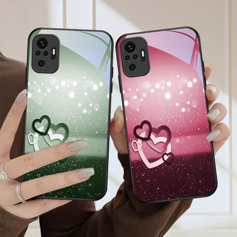 Warm and Romantic Love For Redmi Note 8 9 9S 12S 10 Pro 11 12 13 Pro+ 14 Pro K60 Ultra 13C 14C A3 12 13 Black Glass Phone Case