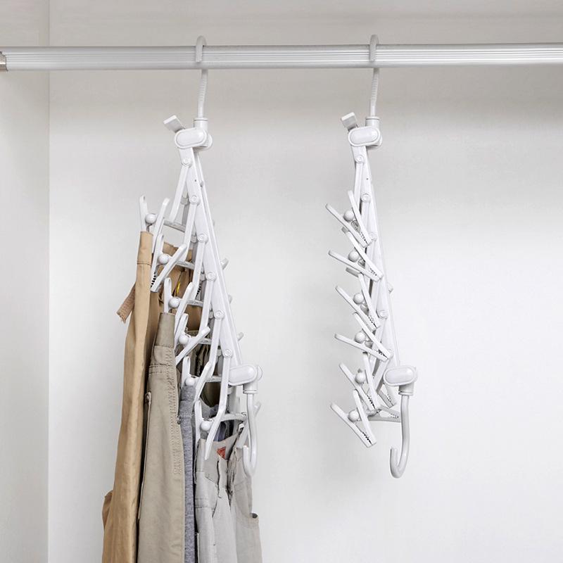 Telescopic Multifunctional Pants Rack & Clothes Dryer - Magic Space-Saving Wardrobe Hanger with Clips