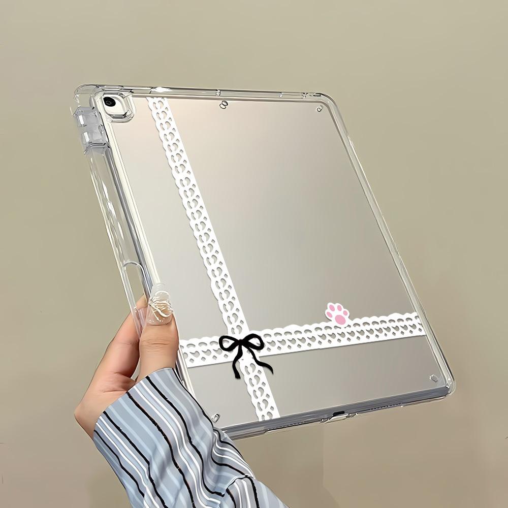 Polka dot bow is suitable for iPad Pro 11-inch Y folded edge sticker, tablet protective case, anti-drop soft case with pen slot.