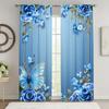 2Pcs Blue Butterfly Flower Print Curtains,suitable for Bedroom,living Room Kitchen Decoration,home Decoration,window Decoration