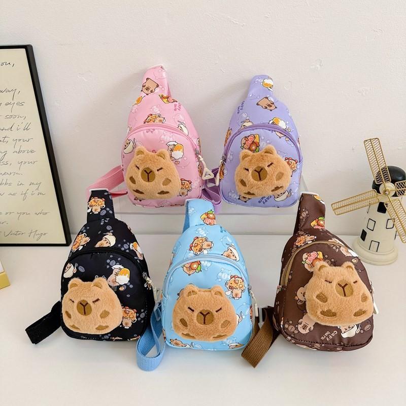 Capybara Plush Printed Shoulder Crossbody Chest Bag Children Leisure Outdoor