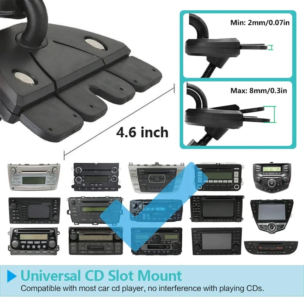 CD Slot Car Phone Holder Universal CD Phone Holder Rotation Adjustable Phone Holder Mount for iPhone 15 14 13 12 Samsung Xiaomi