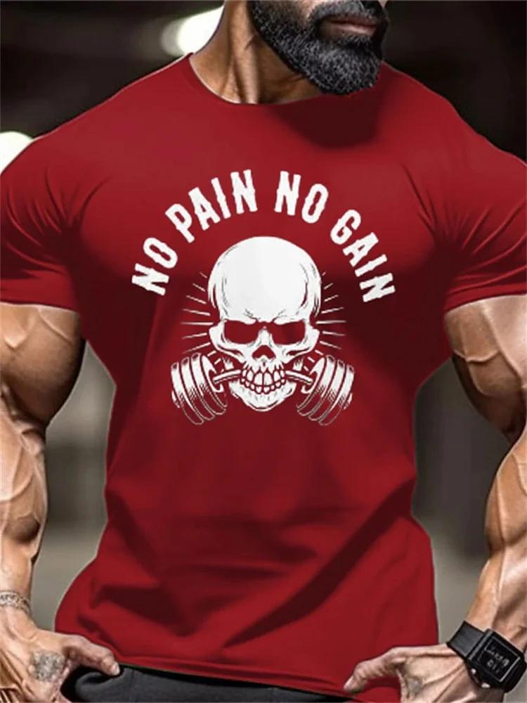 New Men's Fitness T-Shirt Fierce Gym Sports Short-Sleeved Top Quick-Dry Round Neck T-Shirt Fitness Competition Training Clothes