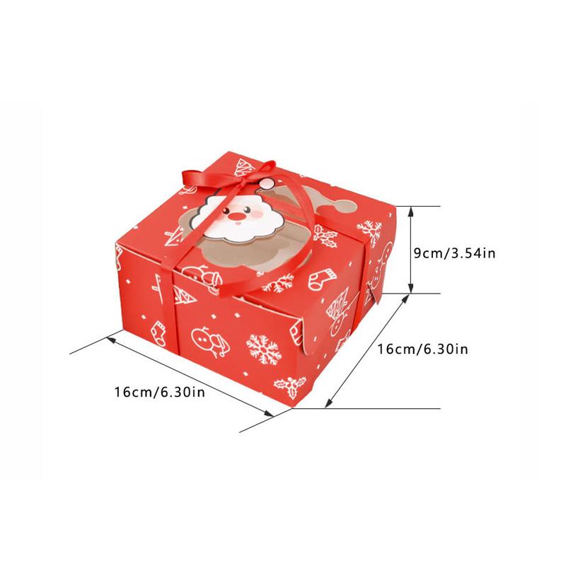 WTEMPO Christmas Muffin Box White Card Open Window 4 Cupcakes Packaging Box Muffin Egg Tart Box with Inner Tray Accessories