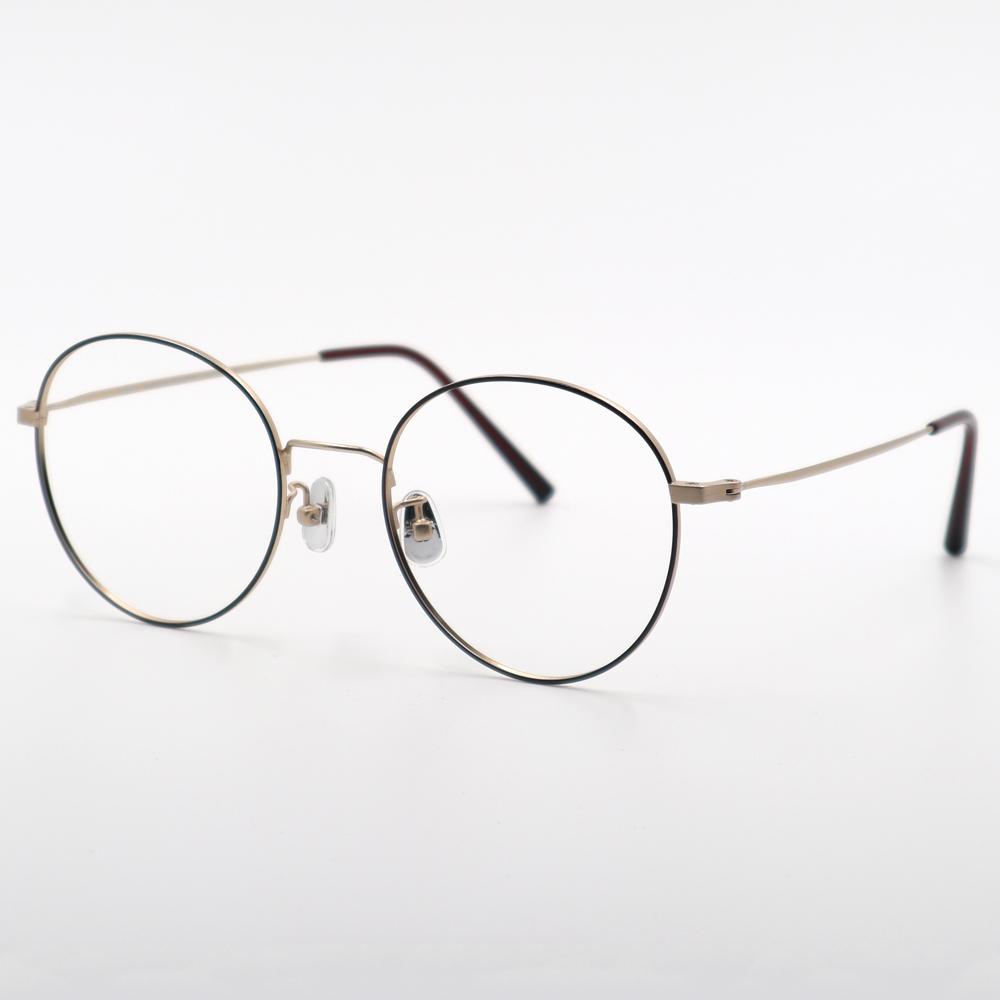 Alloaiweeo [Alo Basic] Al8204 1614G Semi-Oversized Round Brown/Gold Metal Glasses