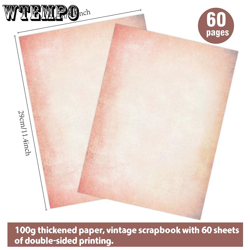 WTEMPO Carta Bianca da Scrittura/Disegno Vintage Carta da Cancelleria Spessa Bicolore Carta da Stampa Retrò Carta Intestazione Fai-da-Te per Inviti Origami Artigianato